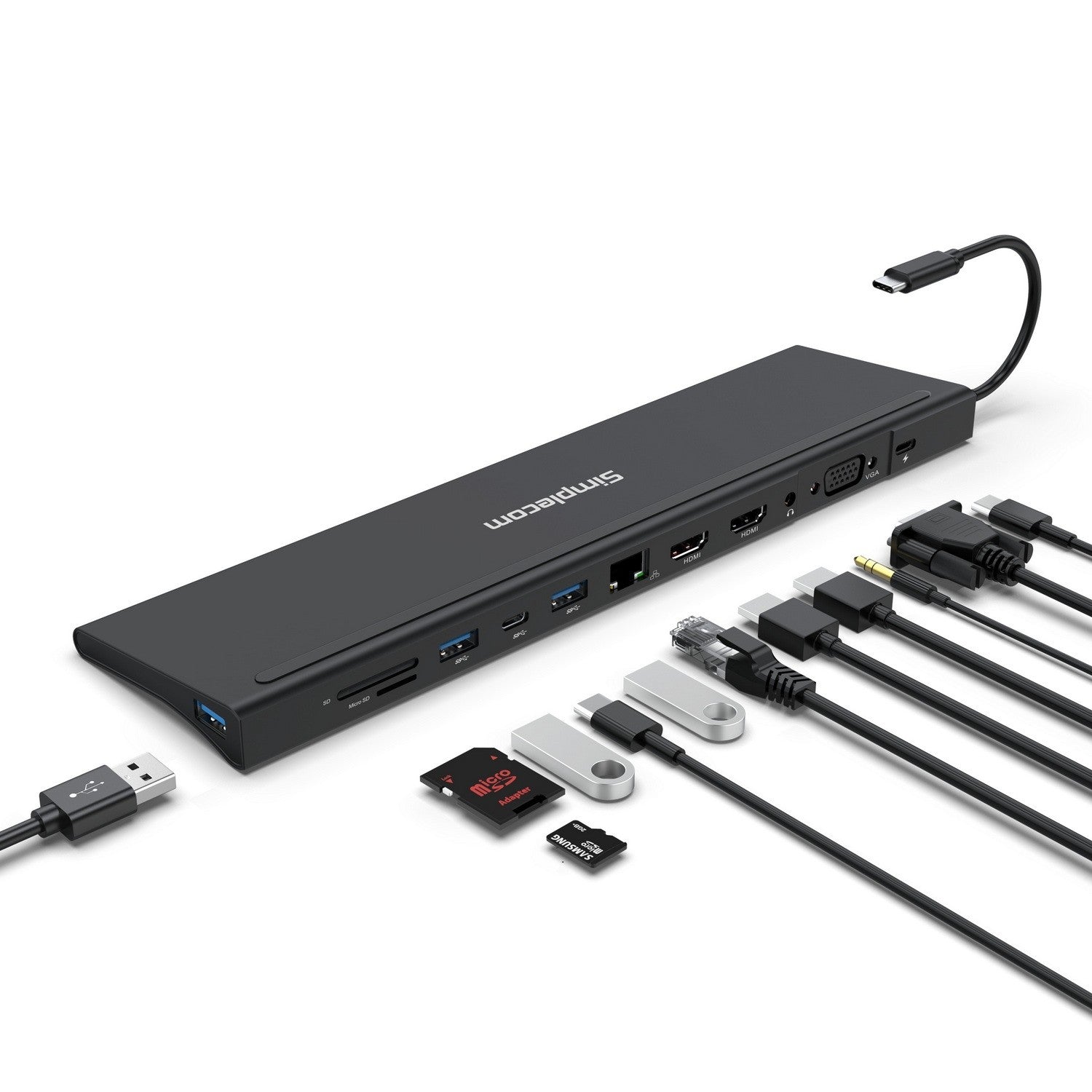 Simplecom CHN622 USB-C 12-in-1 Multiport Docking Station Laptop Stand Dual HDMI + VGA Triple Display Gigabit LAN Simplecom CHN622 USB-C 12-in-1 Multiport Docking Station Laptop Stand Dual HDMI + VGA Triple Display Gigabit LAN
